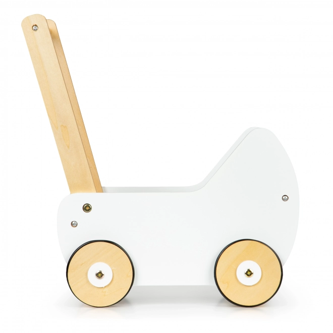 ECOTOYS Trævogn til dukker hvid
