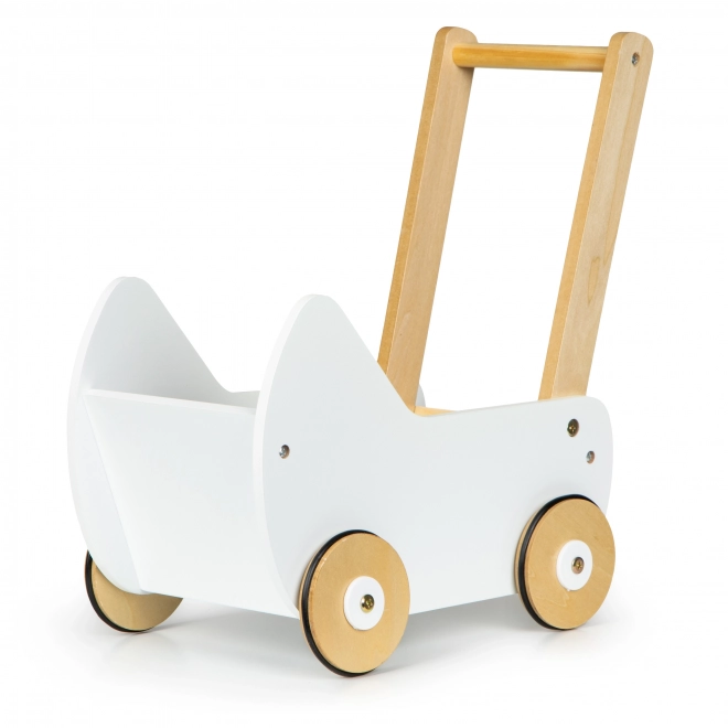 ECOTOYS Trævogn til dukker hvid