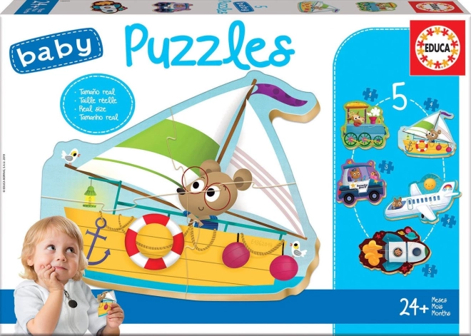 Baby puslespil Dyrene i transportmidler 5-i-1