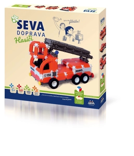 Byggesæt SEVA DOPRAVA Brandmænd plast 545 dele i æske 35x33x5cm