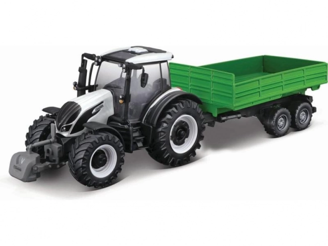 Bburago Farm 10cm Traktor med Trailer - Valtra N174 - Tippende Trailer