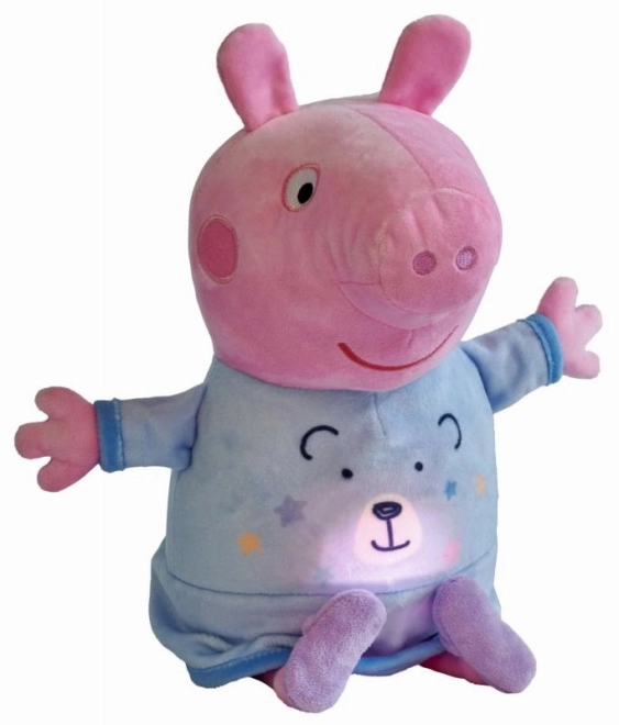 Peppa Pig 2-i-1 plys-sovekammerat spil + lys, blå, 25 cm