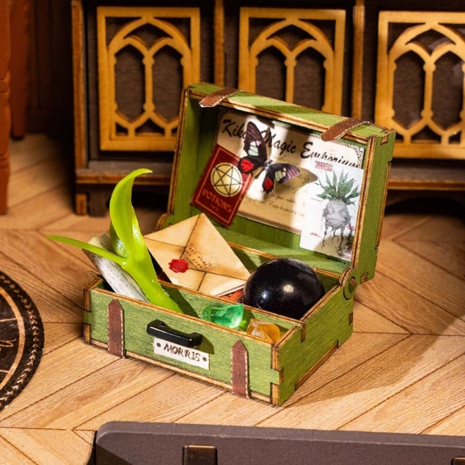 Miniaturemodel af troldmandens værksted