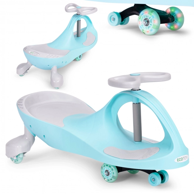 Børnebil med lysende hjul blå Ecotoys