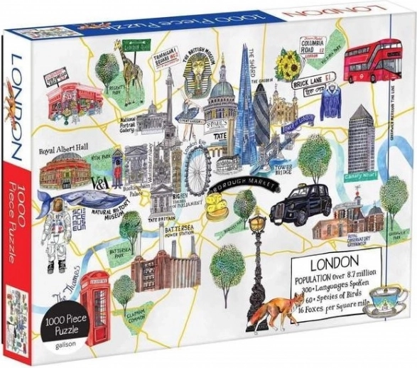 Puslespil kort over London 1000 brikker