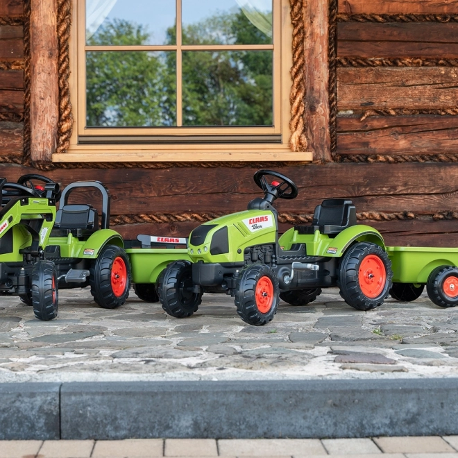 Træde-traktor Claas Arion 410 med trailer grøn