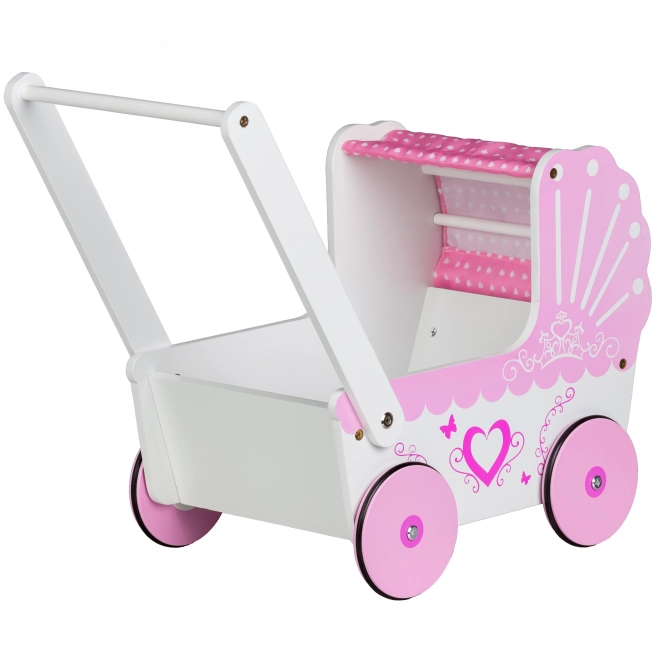 EcoToys Trædukkevogn Pink Hjerte
