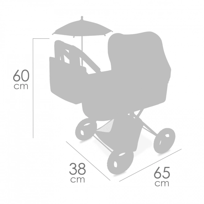 Sammenklappelig dukkevogn med parasol og taske Verona 60 cm
