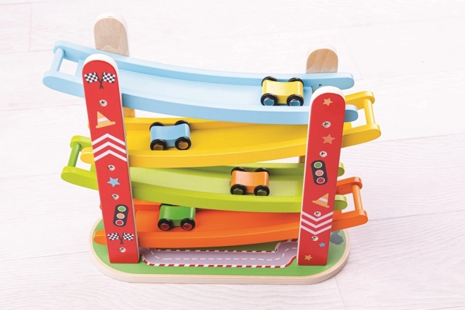 Træ racerbane til biler fra Bigjigs Toys
