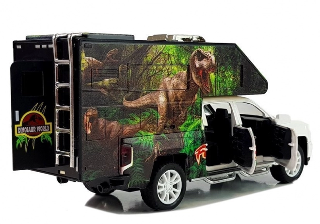 Campingvogn med dinosaurer hvid
