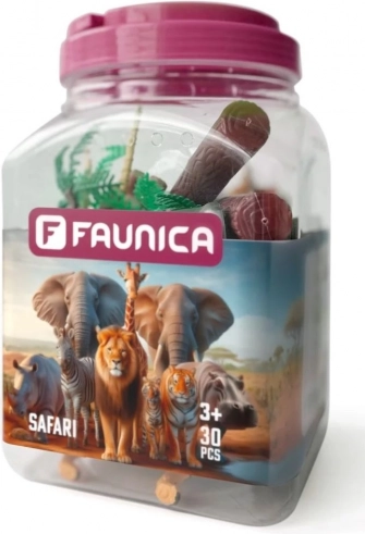 Sæt med safari-figurer og tilbehør, 30 stk.