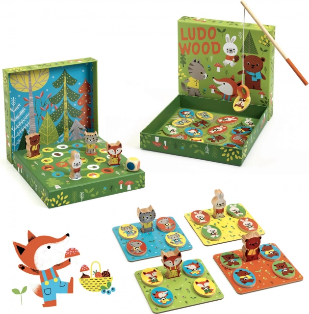 Djeco sæt med 4 spil Ludo Wood