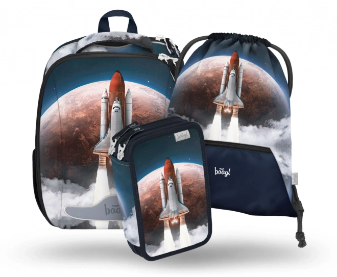 Baagl skolesæt Space Shuttle: skoletaske, penalhus, pose