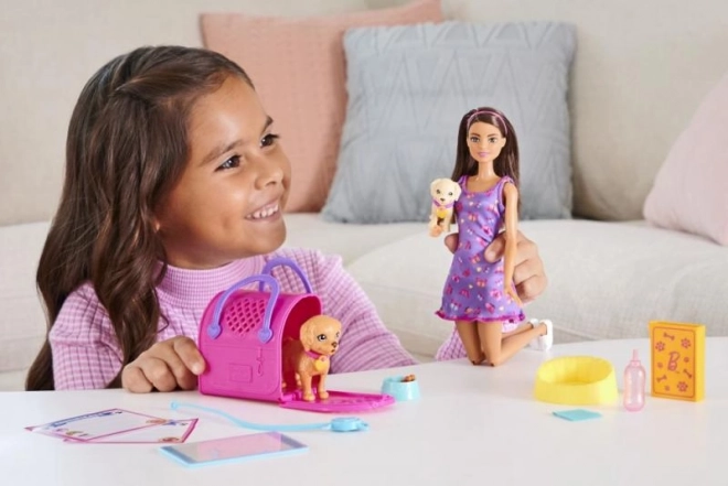 Barbie Dukke med hundehvalpe HKD86