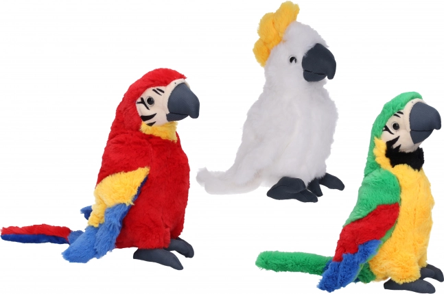 plys papegøje 24 cm – superblød bamse i 3 farver