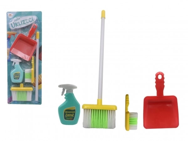 Rengøringssæt/renser med tilbehør plastik 5 stk på kort 21,5x57,5x5cm