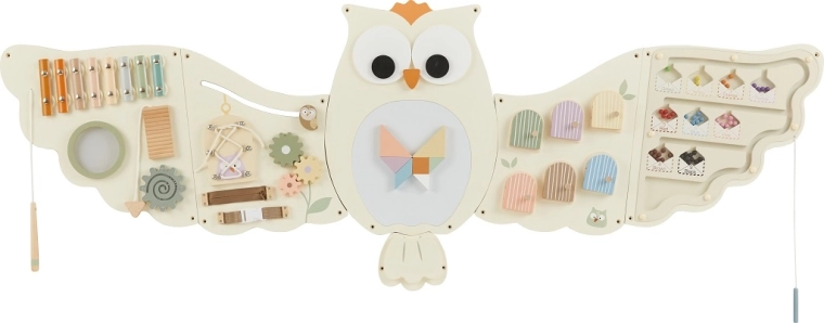 Træ motorisk ugle-plade 2Kids Toys – stor vægmonteret busy board