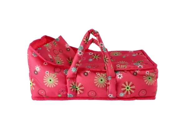 Stofbåret lift til dukker Pink Floral 21x40x18 cm