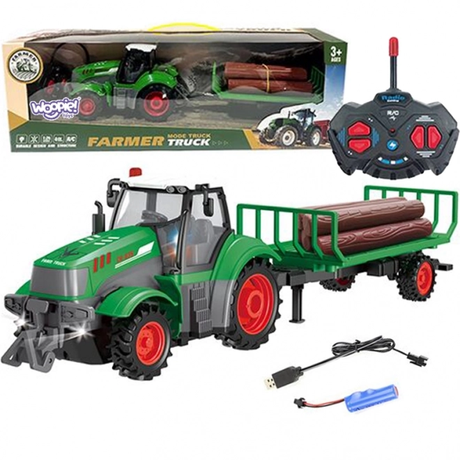 Traktor med trailer, fjernstyret 1:24