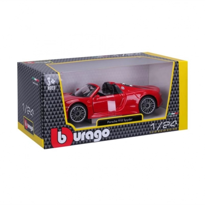 Bburago Porsche 918 Spyder rød model 1:24