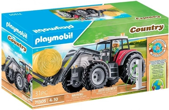 Sæt med figurer COUNTRY: stor elektrisk traktor med vipbart tag