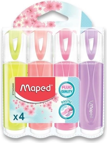Pastelfarvede highlightere MAPED Fluo Peps, sæt med 4 stk.