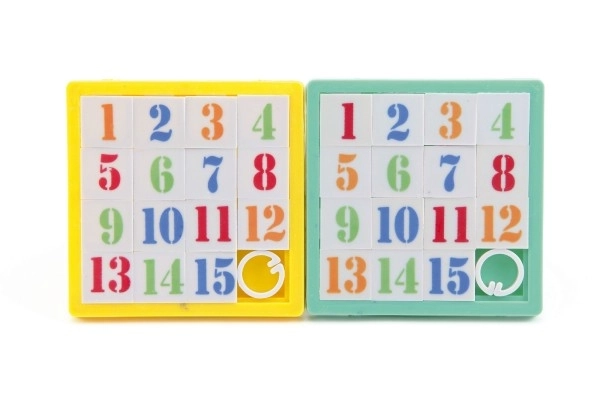 Flytte-puslespil tal plast 8x8cm assorteret 4 farver i pose