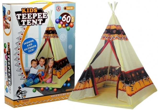 Indiansk Telt Tipi + 60 bolde 155 cm