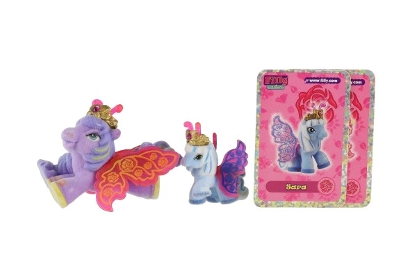 Filly Butterfly familie figurer 2 stk. plys med tilbehør mix af varianter på kort 17x16,5cm