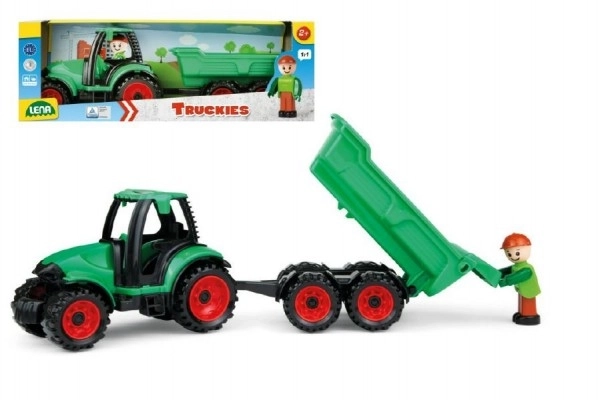 Auto Truckies traktor med anhænger plast 32cm med figur i kasse 24m+