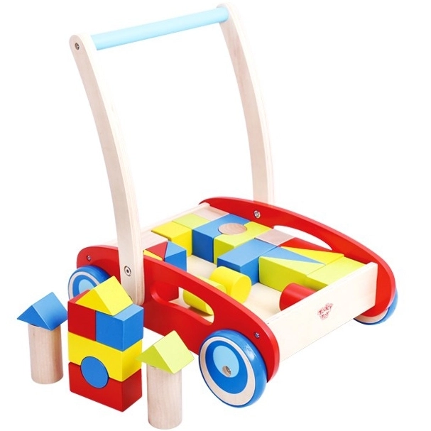 Træ gåvogn med klodser Tooky Toy