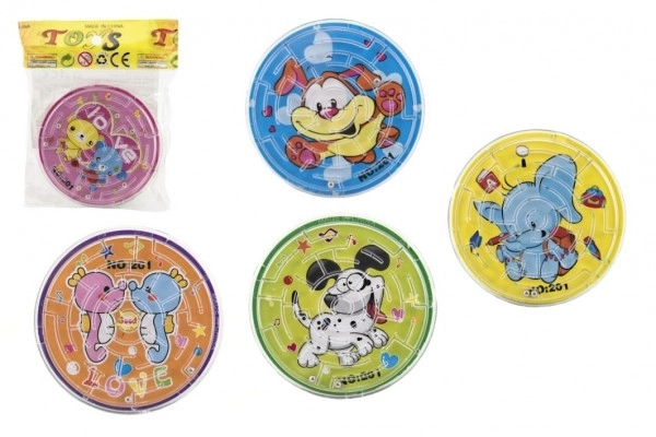 Labyrint puslespil med kugle plast 7cm