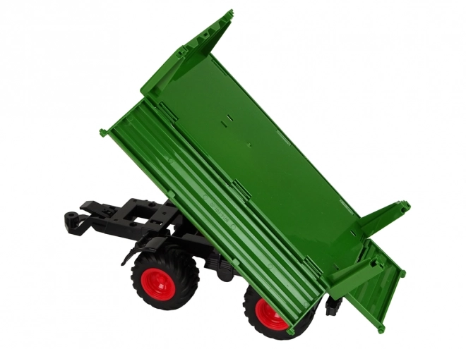 Fjernstyret traktor med anhænger 1:24 rødgrøn