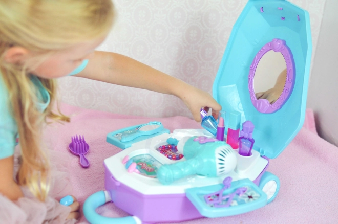 Toiletbord til piger 2-i-1 Smuk salon WOOPIE i kuffert