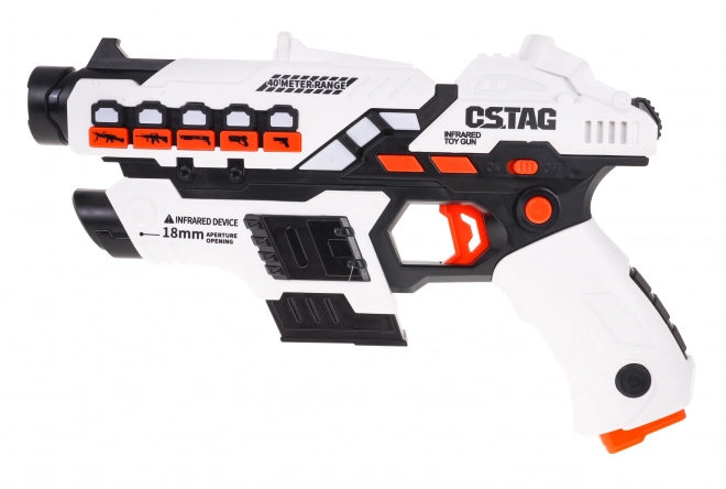 Sæt med laserpistoler + skjolde med røgfunktion