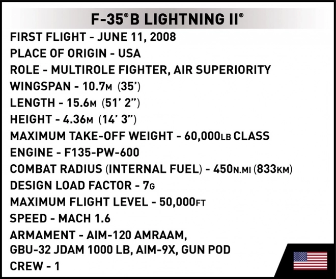 Jagerfly F-35B Lightning II byggesæt 594 dele