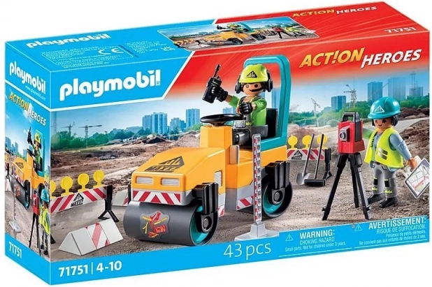 Action Heroes vejearbejde – byggesæt med tromle og figurer