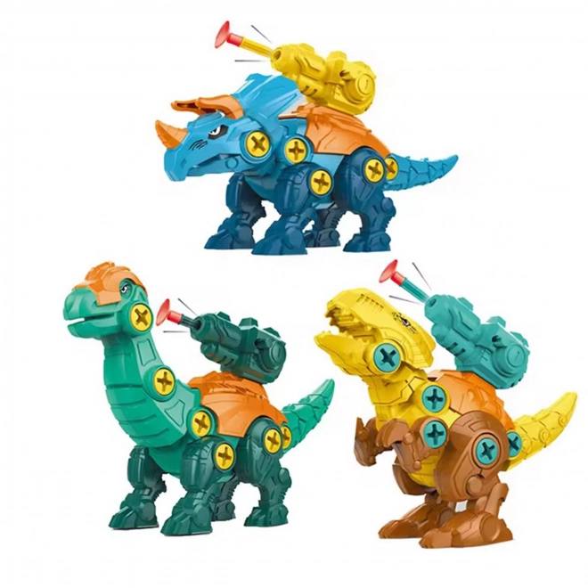 Woopie samlesæt dinosaurer til samling af 3 stk bygningssæt med kuffert og boremaskine med skruetrækker