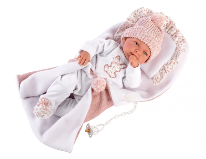 Realistisk babydukke med lyde og blødt krop 44 cm
