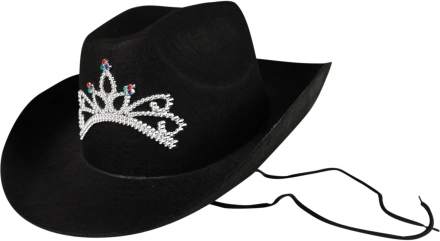 Sort cowboyhat med krone til damer