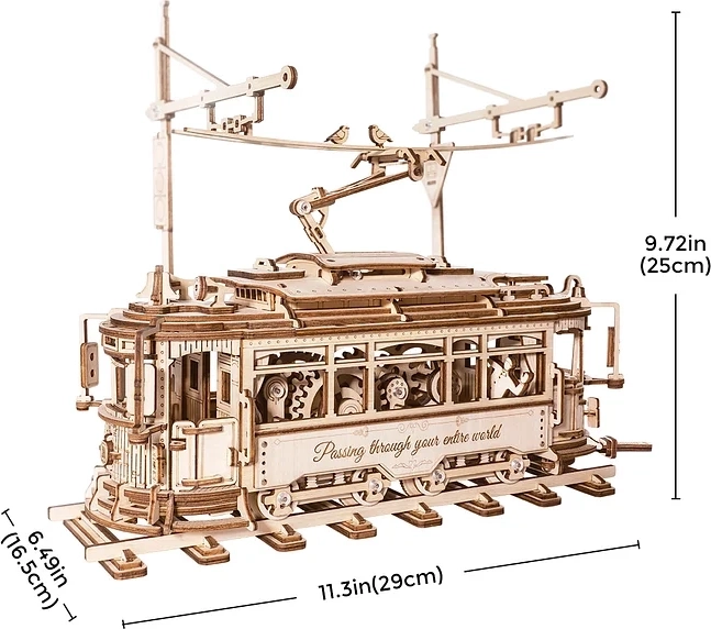 RoboTime 3D træ mekaniske puslespil Sporvogn