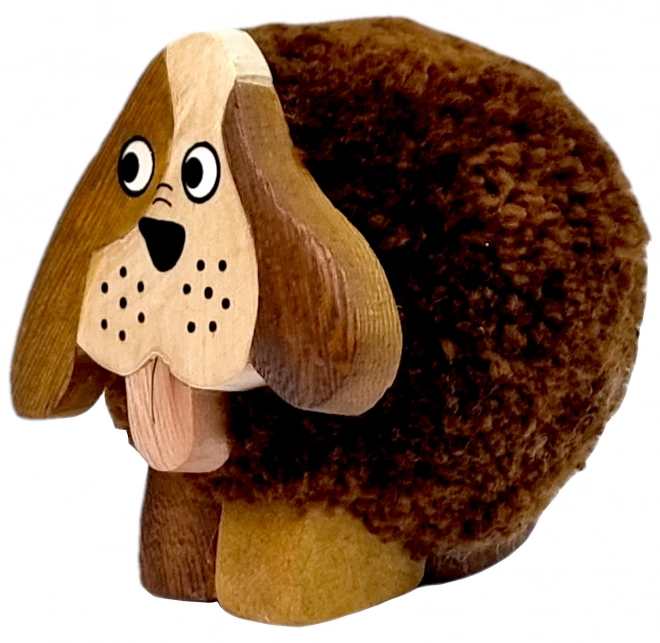 XL træfigur af hund med kvast