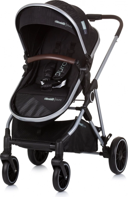 CHIPOLINO Barnevogn kombineret Aura 2i1 Obsidian, Sølv