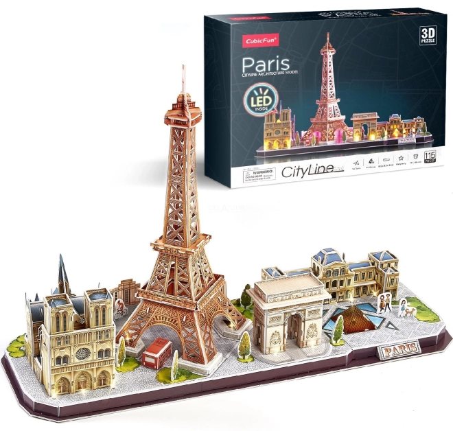 Lysende 3D puslespil CityLine Panorama Paris