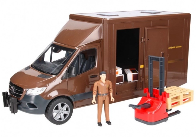 UPS Delivery Bruder MB Sprinter med figur og tilbehør
