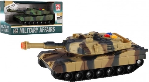 Plasttank 17 cm med friktionsmotor med lys og lyd – 2 farver (RUI JIA, MILITARY AFFAIRS)
