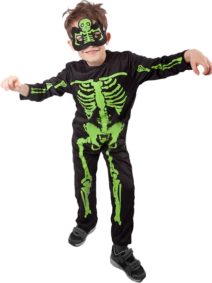 børnekostume skelet neon – størrelse m