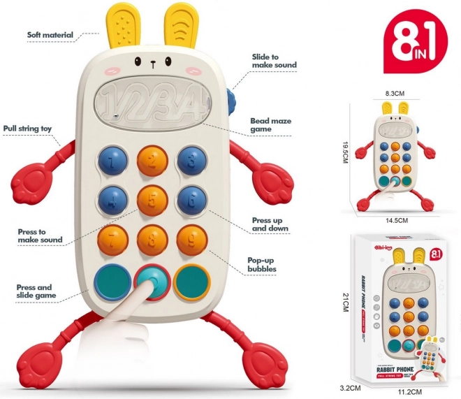 Sensorisk mobiltelefon til børn med kaninmotiv