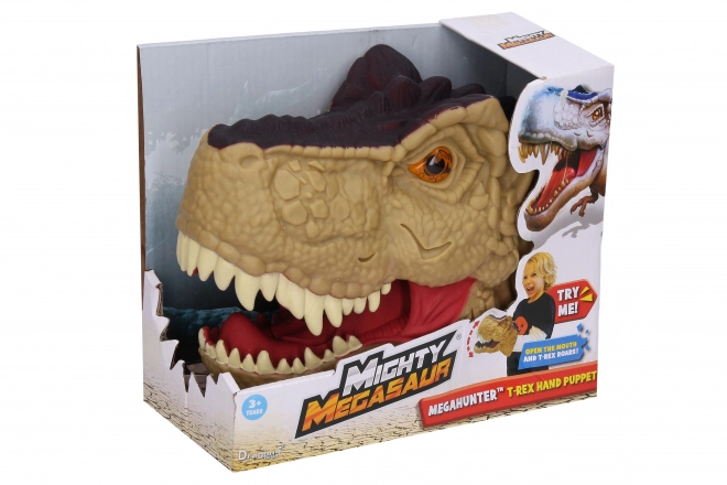 Dinosaur hoved med effekter til hånd 20 cm