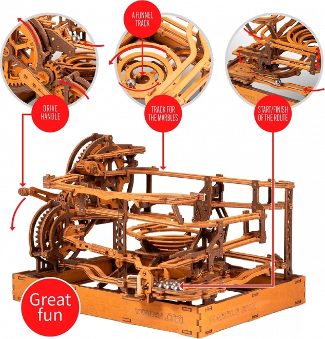 WOODEN CITY 3D træpuslespil Kuglebane 265 dele